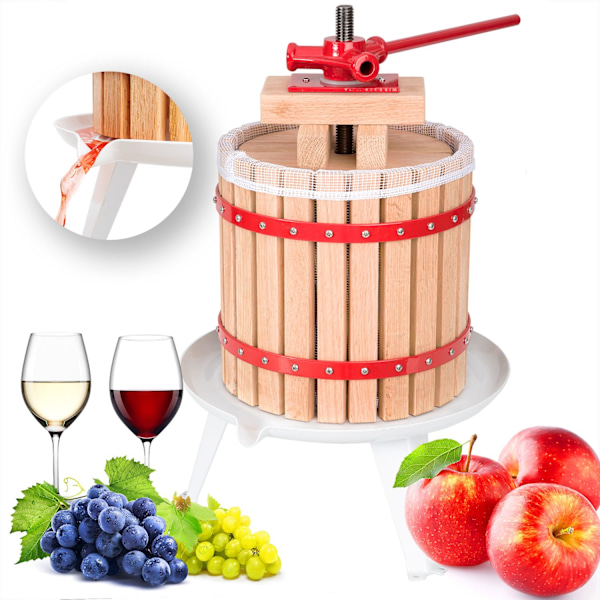 tectake Mekanisk fruktpress juicepress - 12 L Röd
