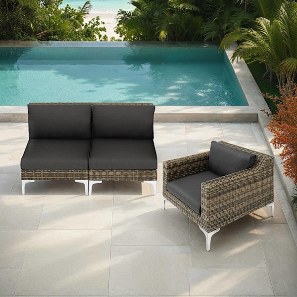 tectake Modulärt loungeset Villanova Aluminium Set 3 2-sits grå