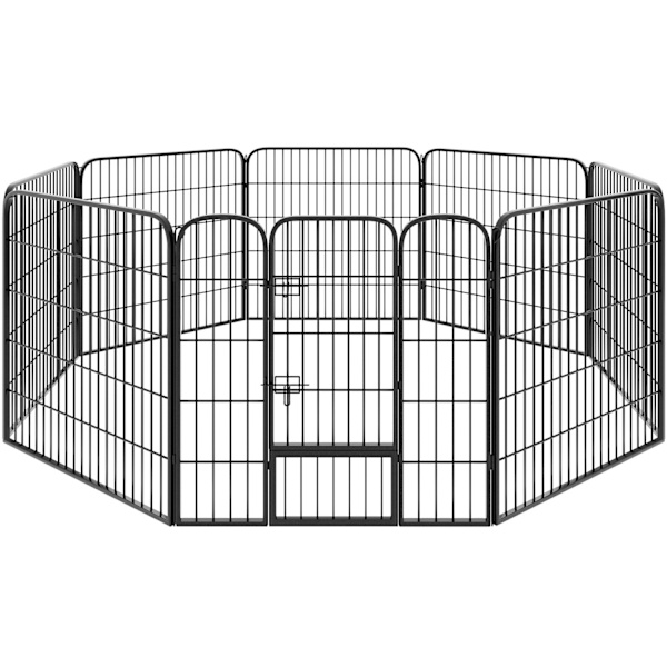 tectake Hundgård, hundhage 8 sektioner - 80 cm grå