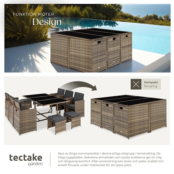 tectake Matgrupp Malaga i konstrotting inkl regnskydd Natur