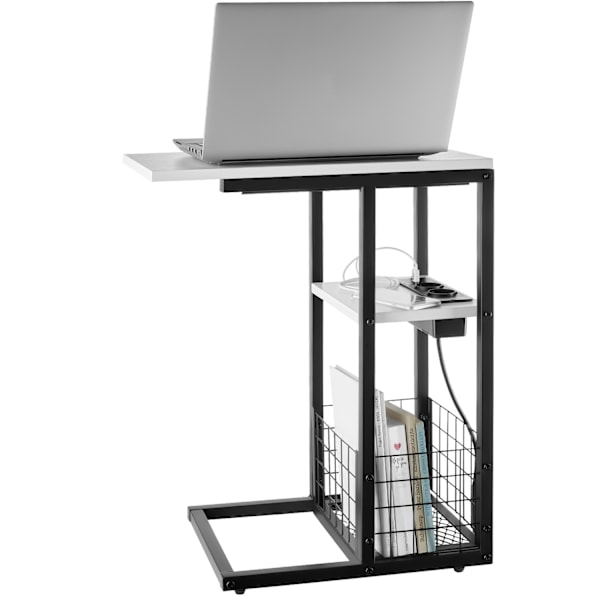 tectake Datorbord Rhea, C-form, med laddstation Vit