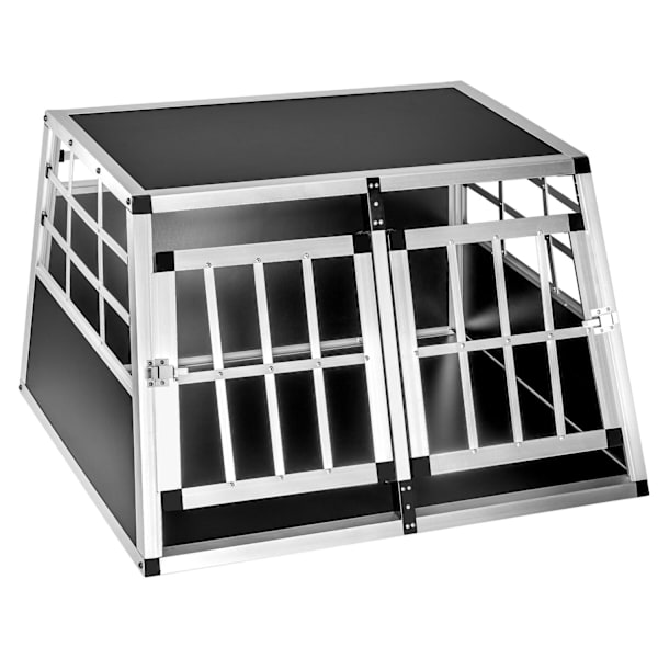 tectake Hundbur dubbel med rak baksida - 89 x 69 x 50 cm Svart