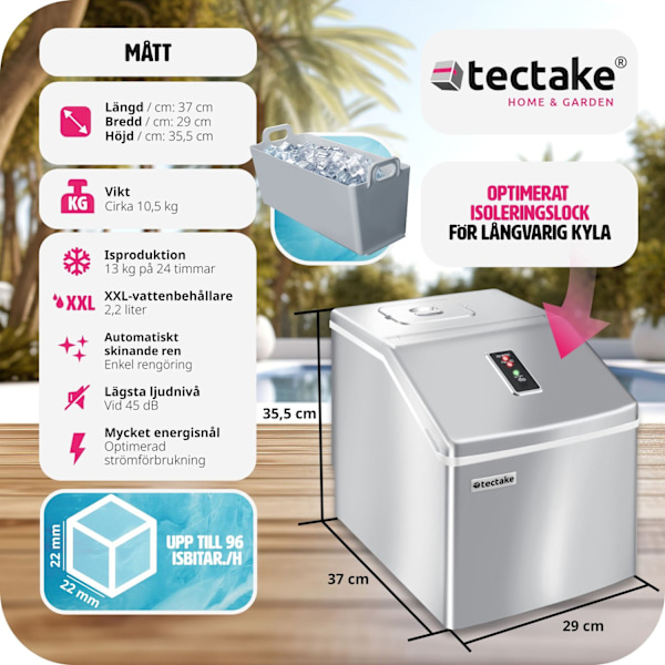 tectake Ismaskin för klara iskuber Silver