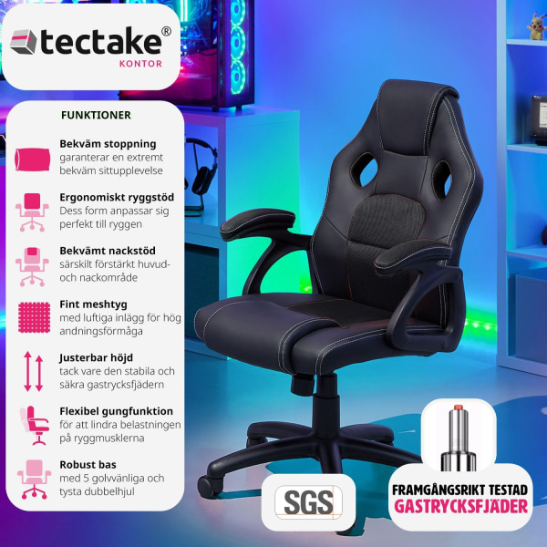 tectake Gamingstol Mike Svart