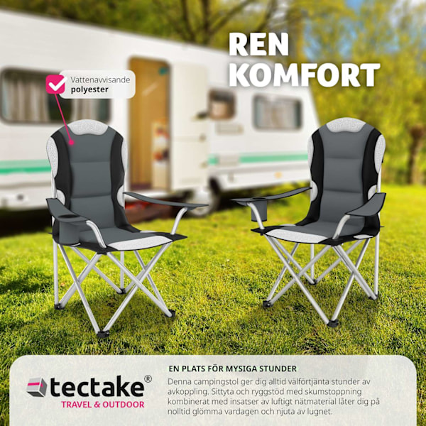 tectake Campingstol med stoppad dyna, hopfällbar -  per styck grå