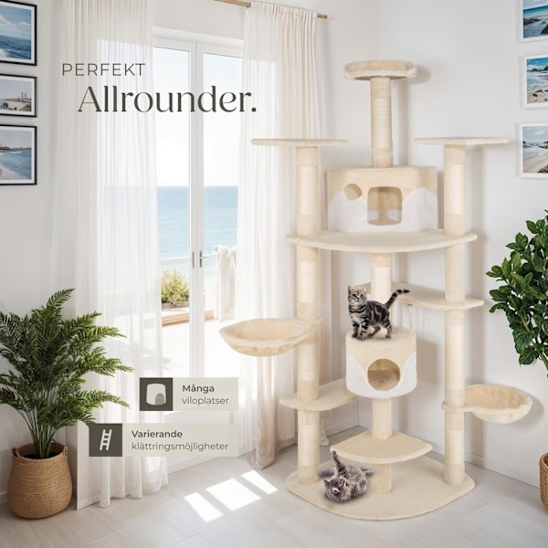 tectake Katt klösträd, klösmöbel Nelly Vit
