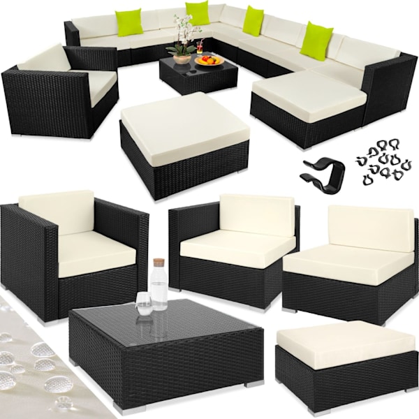 tectake Loungeset Las Vegas i konstrotting Svart