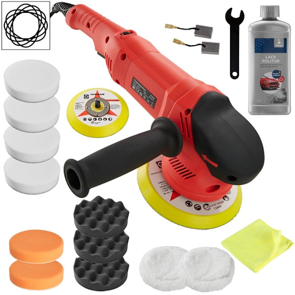 tectake Oscillerande polermaskin 710W - 17 delar inkl. polermedel Röd