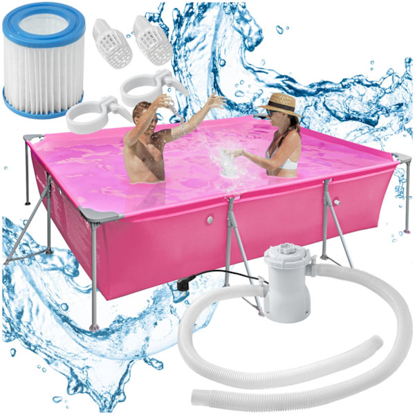 tectake Pool fyrkantig 300 x 207 x 70 cm Rosa