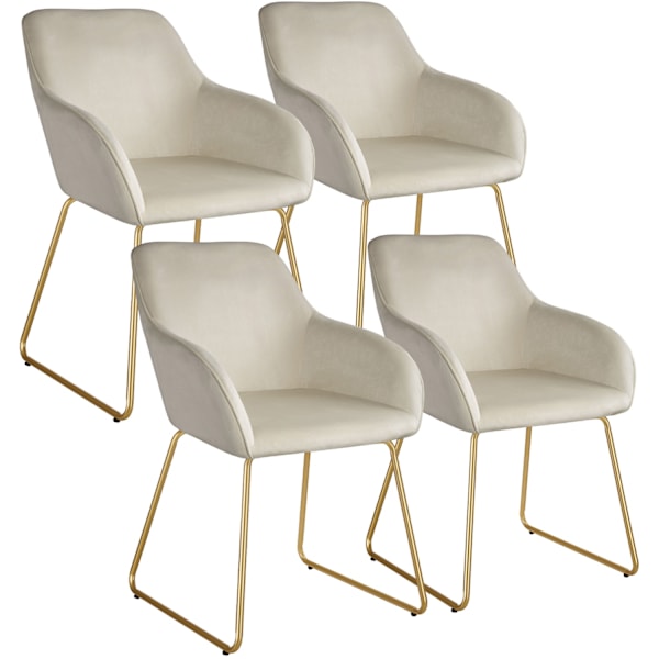 Matstol Jeane i sammetslook - Sammetslook crème/guld, Uppsättning om 4 Sammetslook crème/guld