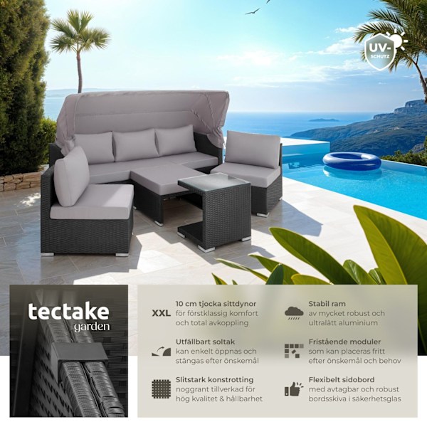 tectake Loungegrupp - Konstrotting  San Marino Svart