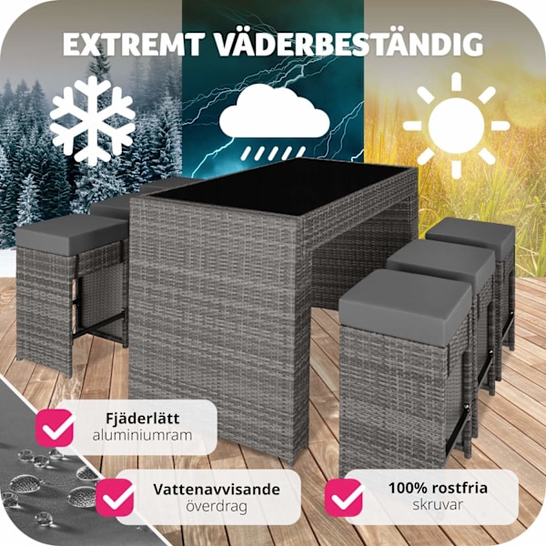tectake Barset Ibiza i konstrotting inkl. överskyddsdrag grå