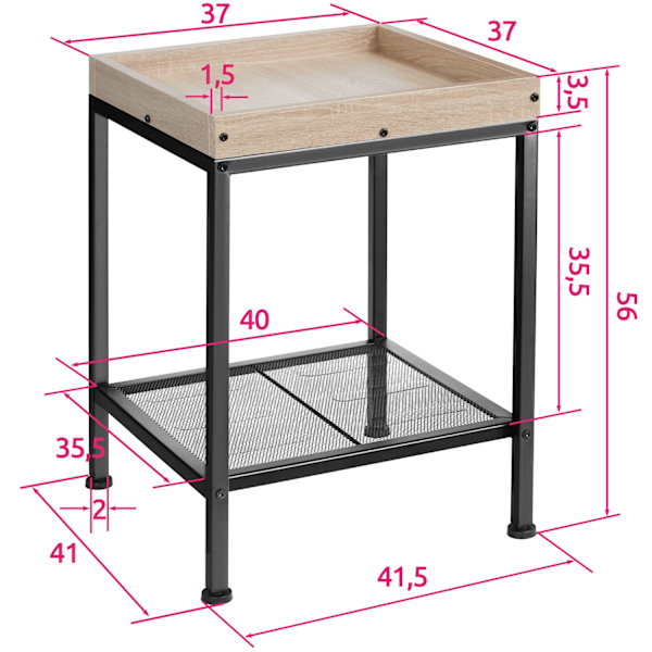 tectake Sängbord Rochester Ljusbrun