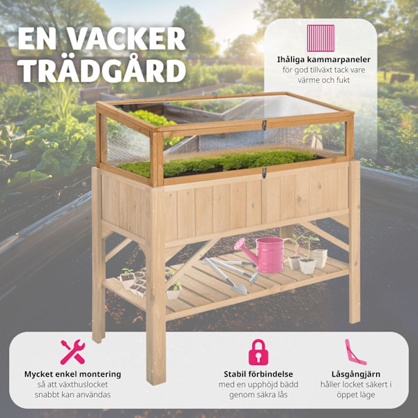 tectake Drivhus-överdel till planteringslåda Brun