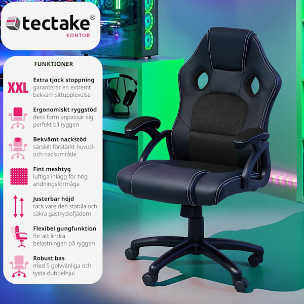tectake Gamingstol Tyson Svart