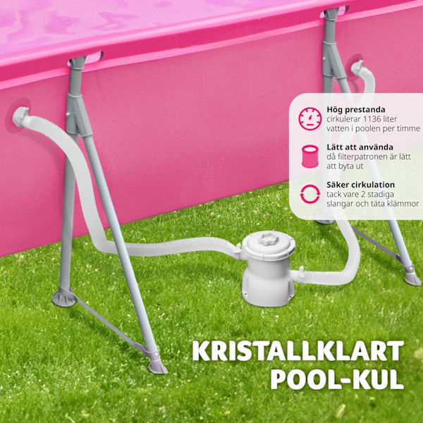 tectake Pool fyrkantig 300 x 207 x 70 cm Rosa