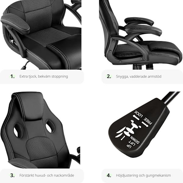 tectake Gamingstol Mike Svart