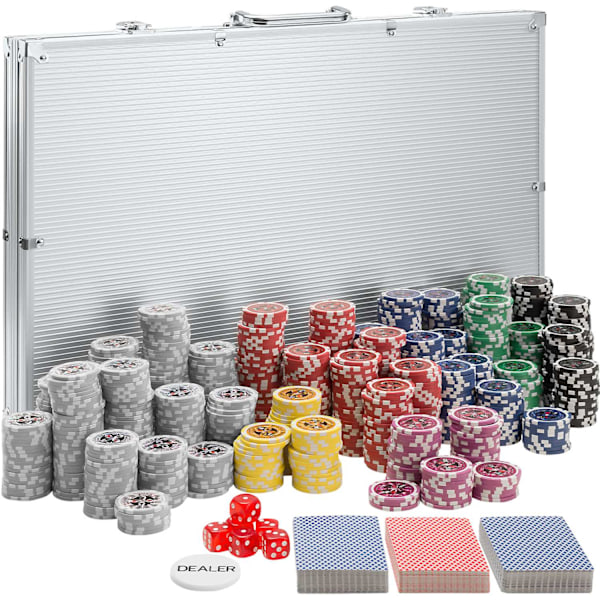 tectake Pokerset -  1000 delar Silver