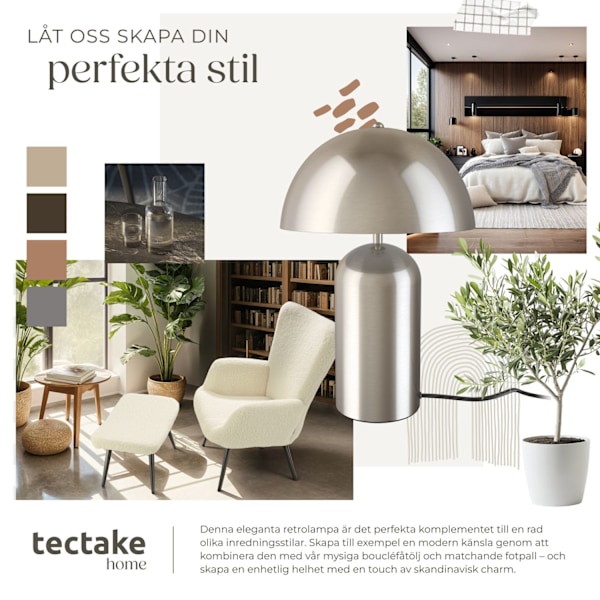 tectake Liten bordslampa Altea, 40W Matt nickel