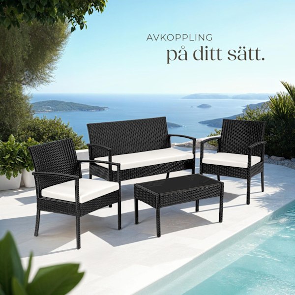 tectake Soffgrupp Sparta i konstrotting Svart