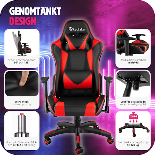 tectake Premium Gamingstol Twink Röd