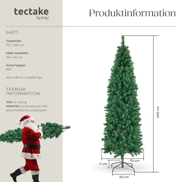 tectake Konstgjord julgran Comet, naturtrogen design - 200 cm Grön