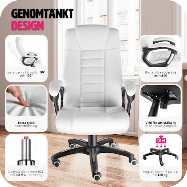 tectake Ergonomisk kontorsstol Vit