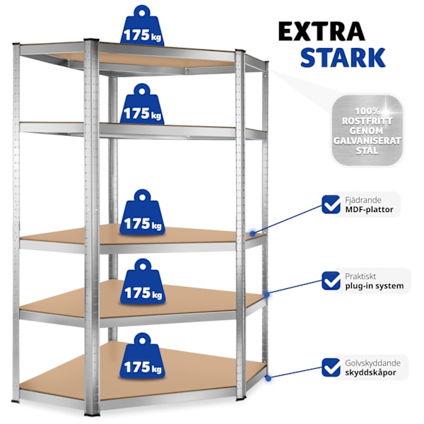 tectake Robust hylla - 180 x 89,5 x 89,5 cm 875 kg Brun