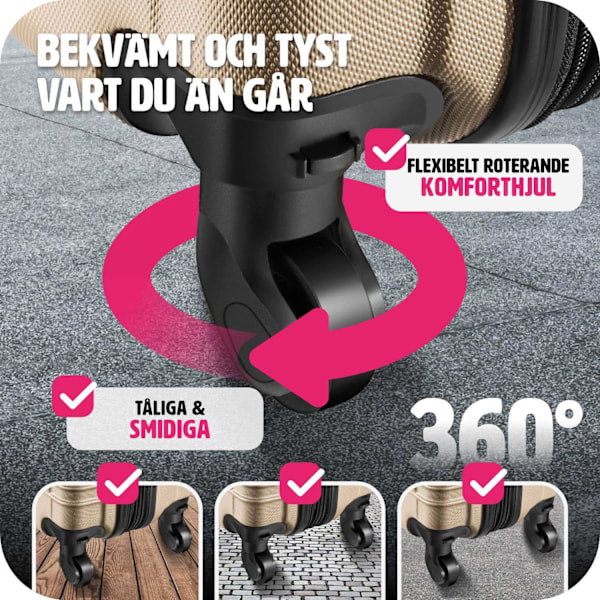 tectake Resväskeset 4 stycken med hårt skal Champagne