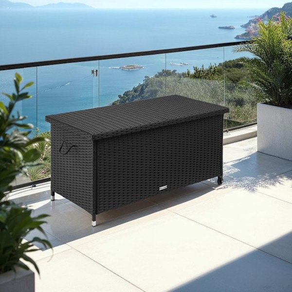 tectake Dynbox Kiruna med lock Svart