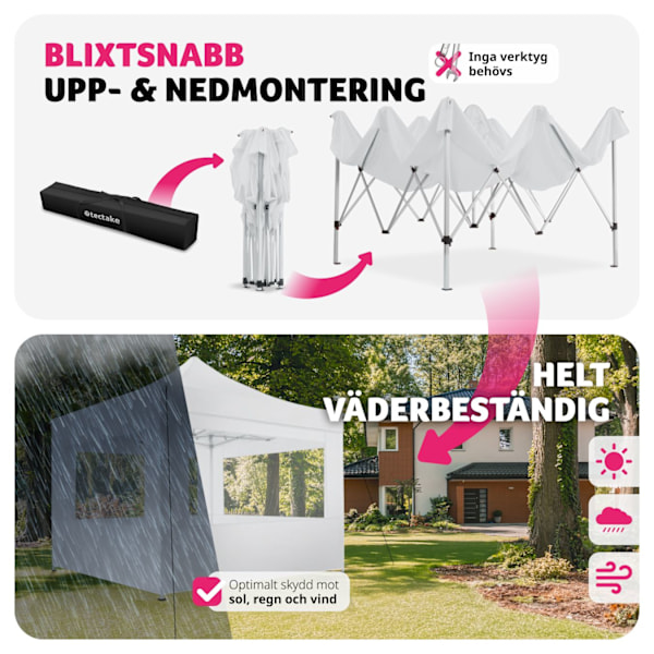 tectake Paviljong Olivia 3x3m med 4 väggar Vit