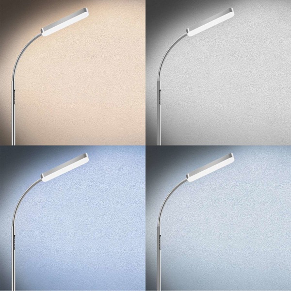 tectake Golvlampa Prisma LED, 5 ljuslägen, 12 W, dimbar Silver