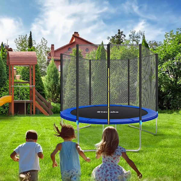tectake Studsmatta Garfunky med skyddsnät , upp till 80 kg - 305 cm Blå