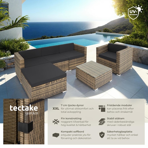 tectake Loungeset Milano i konstrotting Natur