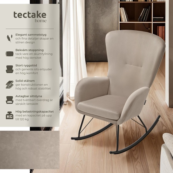 tectake Gungstol Swing med stålskenor och tjock stoppning Beige