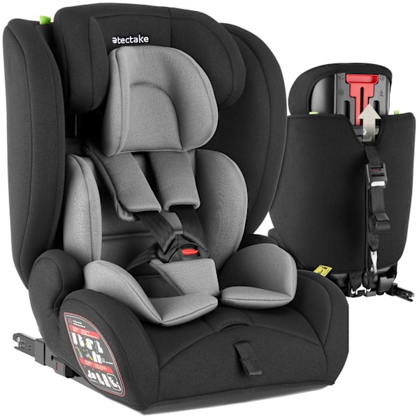 tectake Bilbarnstol Emely, 5-punktsbälte, i-Size godkänd, med ISOFIX Mörkgrå