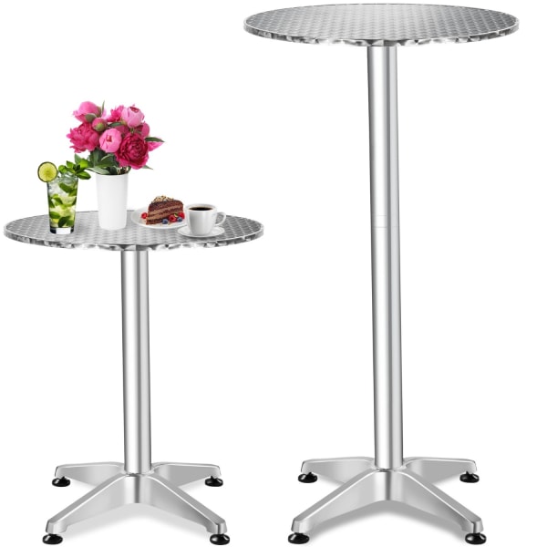 tectake Cafébord i aluminium Ø60cm justerbart i höjdled - 5,8 cm grå
