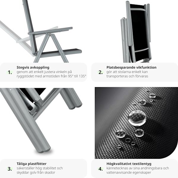 tectake Matgrupp i aluminium med 8 stolar Silver