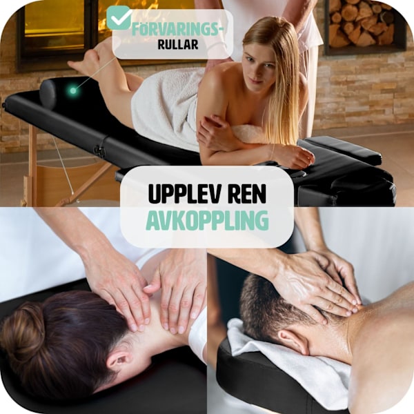 tectake Set 2-zons massagebänk inklusive massagerullar och bärväska Svart