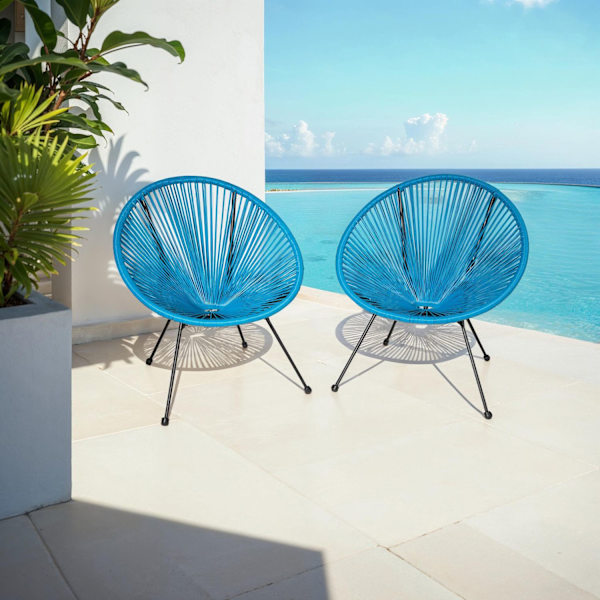 tectake 2 trädgårdsstolar Santana Retro i Acapulco-stil Blå