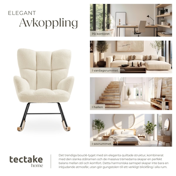 tectake Gungstol Torve i bouclétyg med trämedar Beige