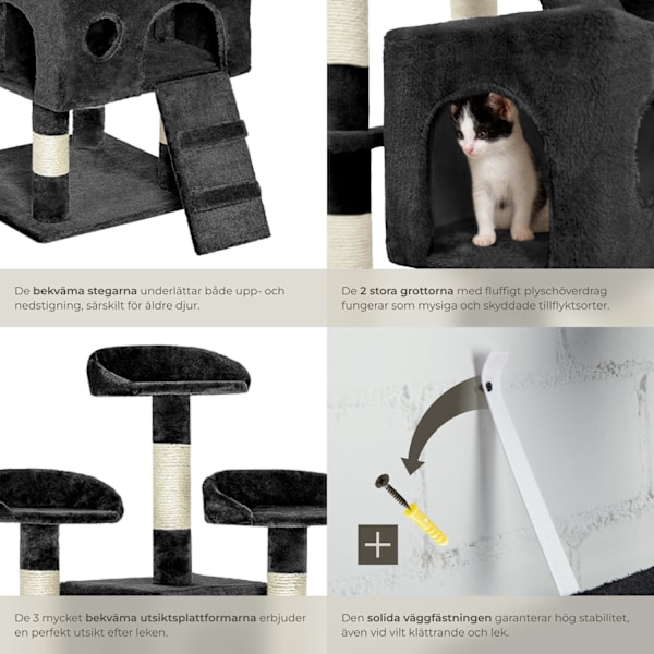 tectake Katt klösträd, klösmöbel Mogli Svart