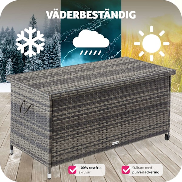 tectake Dynbox Kiruna med lock grå