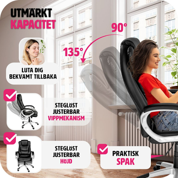tectake Skrivbordsstol Zulu Svart