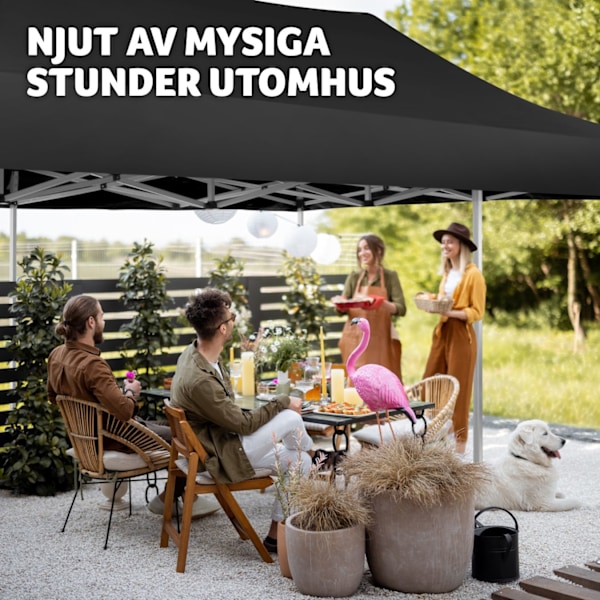 tectake Hopfällbar partytält Viola 3x6 m med 4 sidodelar Svart