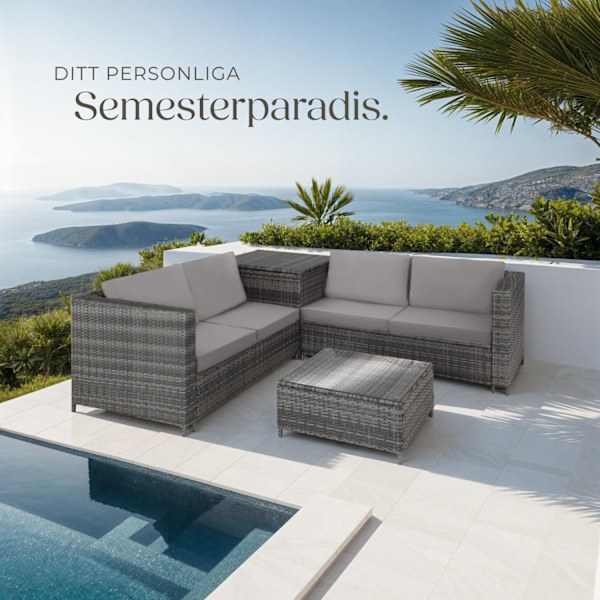 tectake Loungeset Siena i konstrotting Ljusgrå