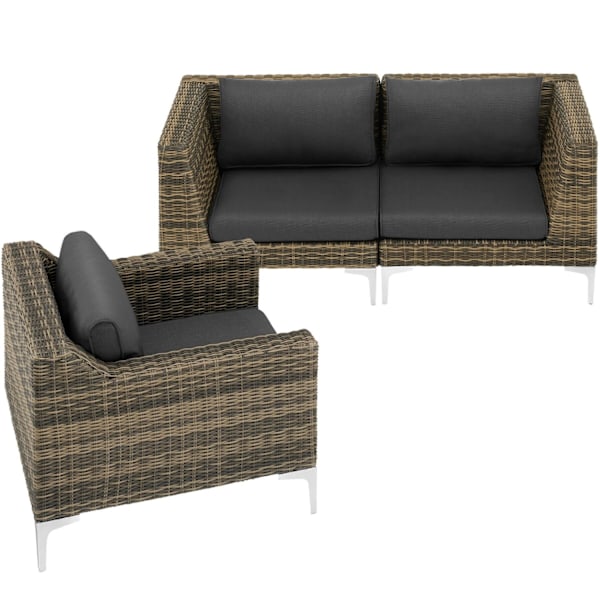 tectake Modulärt loungeset Villanova Aluminiumset 1 2-sits grå