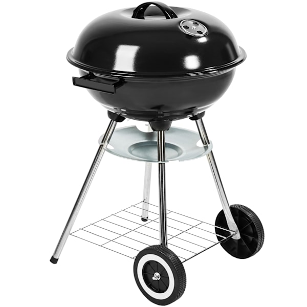 tectake Klotgrill 41,5 cm diameter, galvaniserad med hjul Svart