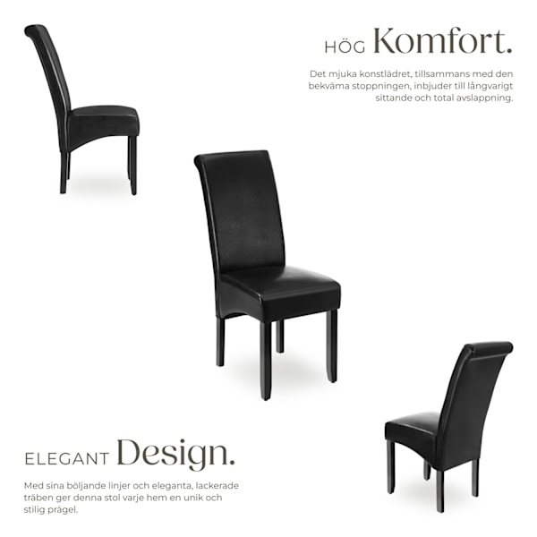 tectake Ergonomisk matstol i robust trä -  Uppsättning om 6 Svart
