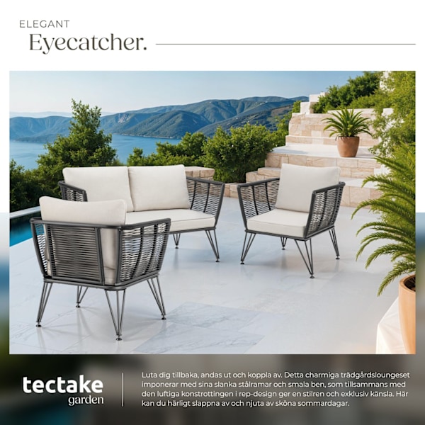 tectake Loungeset Sundo i repdesign Grafitgrå